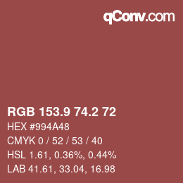 Color code: RGB 153.9 74.2 72 | qconv.com