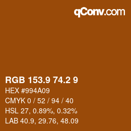 カラーコード: RGB 153.9 74.2 9 | qconv.com