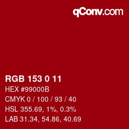 Color code: RGB 153 0 11 | qconv.com