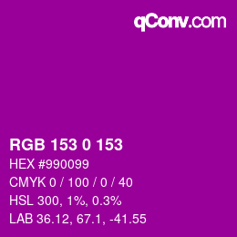 Color code: RGB 153 0 153 | qconv.com