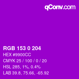 Color code: RGB 153 0 204 | qconv.com