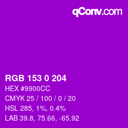 颜色代码: RGB 153 0 204 | qconv.com