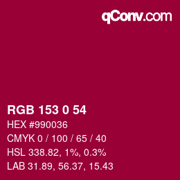 Color code: RGB 153 0 54 | qconv.com