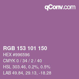 Color code: RGB 153 101 150 | qconv.com
