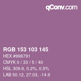 カラーコード: RGB 153 103 145 | qconv.com