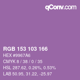 Color code: RGB 153 103 166 | qconv.com