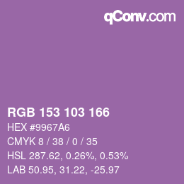 Color code: RGB 153 103 166 | qconv.com