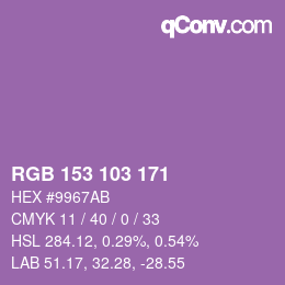 Color code: RGB 153 103 171 | qconv.com