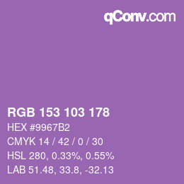 カラーコード: RGB 153 103 178 | qconv.com