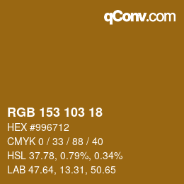 カラーコード: RGB 153 103 18 | qconv.com