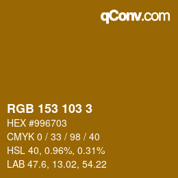 Color code: RGB 153 103 3 | qconv.com