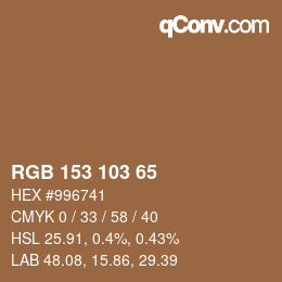 Color code: RGB 153 103 65 | qconv.com