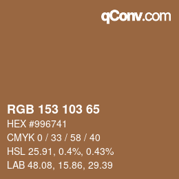 Color code: RGB 153 103 65 | qconv.com