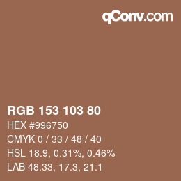 Color code: RGB 153 103 80 | qconv.com