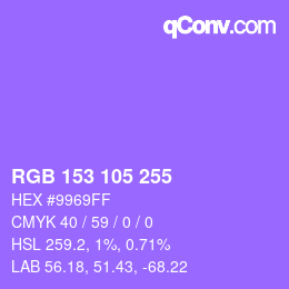Color code: RGB 153 105 255 | qconv.com