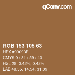 Color code: RGB 153 105 63 | qconv.com