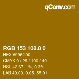 Color code: RGB 153 108.8 0 | qconv.com