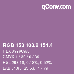カラーコード: RGB 153 108.8 154.4 | qconv.com