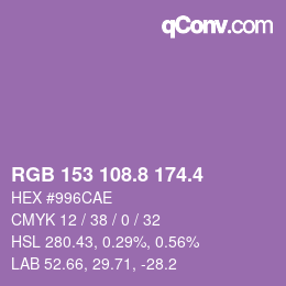 カラーコード: RGB 153 108.8 174.4 | qconv.com
