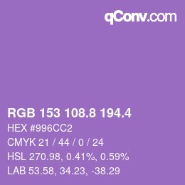 カラーコード: RGB 153 108.8 194.4 | qconv.com