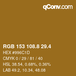カラーコード: RGB 153 108.8 29.4 | qconv.com