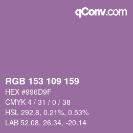 Color code: RGB 153 109 159 | qconv.com