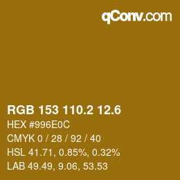 カラーコード: RGB 153 110.2 12.6 | qconv.com