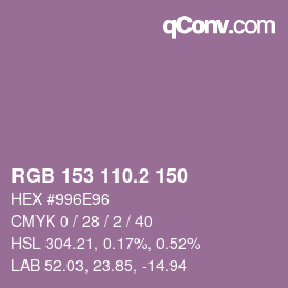 カラーコード: RGB 153 110.2 150 | qconv.com