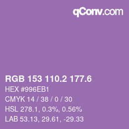 カラーコード: RGB 153 110.2 177.6 | qconv.com
