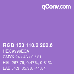 カラーコード: RGB 153 110.2 202.6 | qconv.com