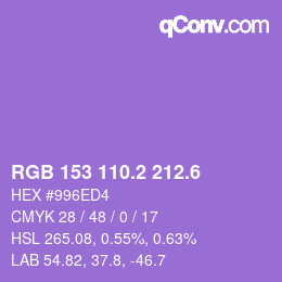 カラーコード: RGB 153 110.2 212.6 | qconv.com