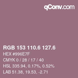 カラーコード: RGB 153 110.6 127.6 | qconv.com