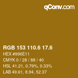 カラーコード: RGB 153 110.6 17.6 | qconv.com