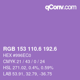 カラーコード: RGB 153 110.6 192.6 | qconv.com