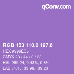 カラーコード: RGB 153 110.6 197.6 | qconv.com