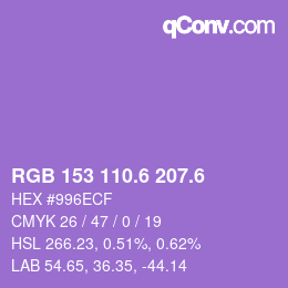 カラーコード: RGB 153 110.6 207.6 | qconv.com