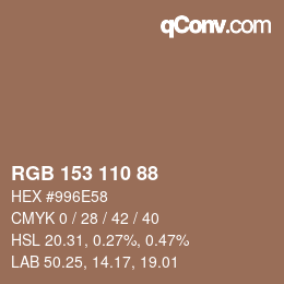 Color code: RGB 153 110 88 | qconv.com