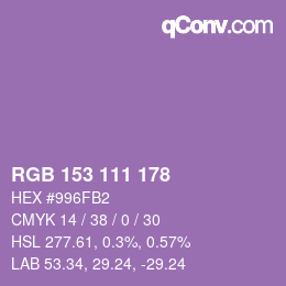 カラーコード: RGB 153 111 178 | qconv.com
