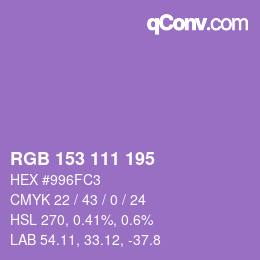 颜色代码: RGB 153 111 195 | qconv.com
