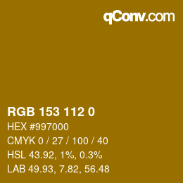 Color code: RGB 153 112 0 | qconv.com