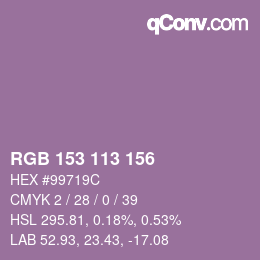 Color code: RGB 153 113 156 | qconv.com