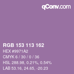 Color code: RGB 153 113 162 | qconv.com