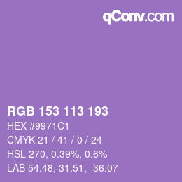 Color code: RGB 153 113 193 | qconv.com