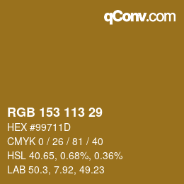 Color code: RGB 153 113 29 | qconv.com