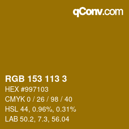 Color code: RGB 153 113 3 | qconv.com