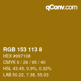 Color code: RGB 153 113 8 | qconv.com