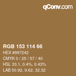 颜色代码: RGB 153 114 66 | qconv.com