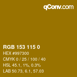 颜色代码: RGB 153 115 0 | qconv.com