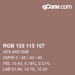 Farbcode: RGB 153 115 107 | qconv.com