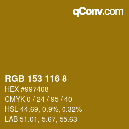 Color code: RGB 153 116 8 | qconv.com